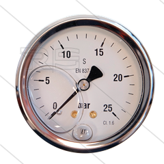 Manometer 0-25 Bar - 1/4&quot; AG - Eingang hinten - Ø63mm