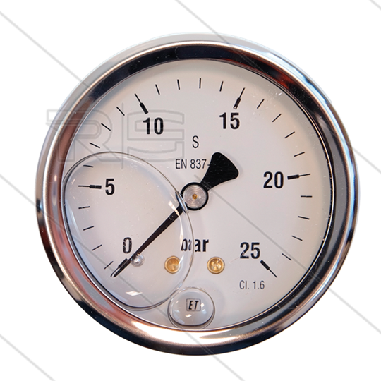 Manometer 0-25 Bar - 1/4&quot; AG - Eingang hinten - Ø63mm