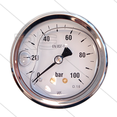 Manometer 0-100 Bar - 1/4&quot; AG - Eingang hinten - Ø63mm