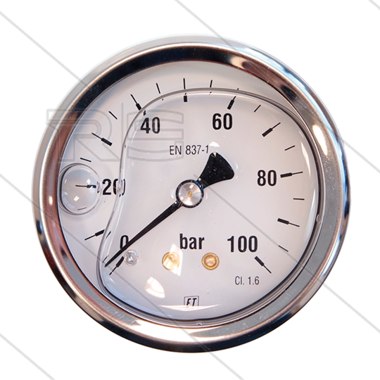Manometer 0-100 Bar - 1/4&quot; AG - Eingang hinten - Ø63mm