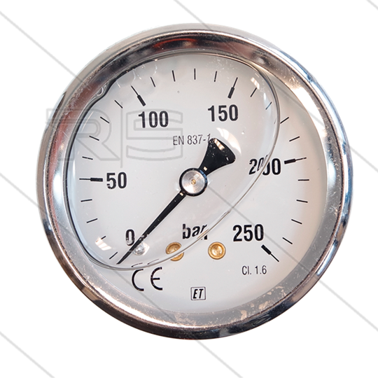 Manometer 0-250 Bar - 1/4&quot; AG - Eingang hinten - Ø63mm