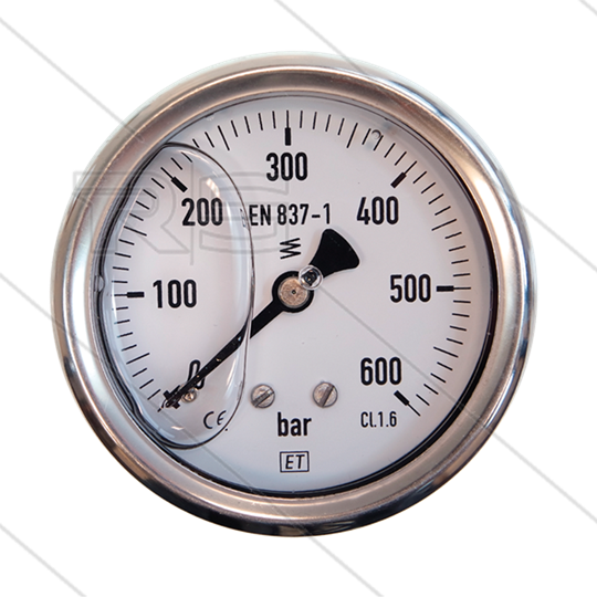 Manometer 0-600 Bar - 1/4&quot; AG - Eingang hinten - Ø63mm