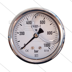 Manometer 0-1000 Bar - 1/4&quot; AG - Eingang hinten - Ø63mm