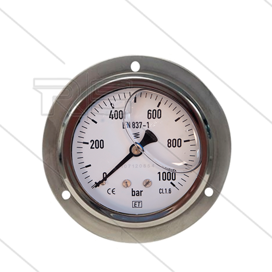 Manometer 0-1000 Bar - 1/4&quot; AG - Eingang Hinten - Ø63mm - Paneleinbau