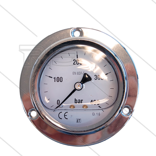 Manometer 0-400 Bar - 1/4&quot; AG - Eingang hinten - Ø63mm - Paneleinbau