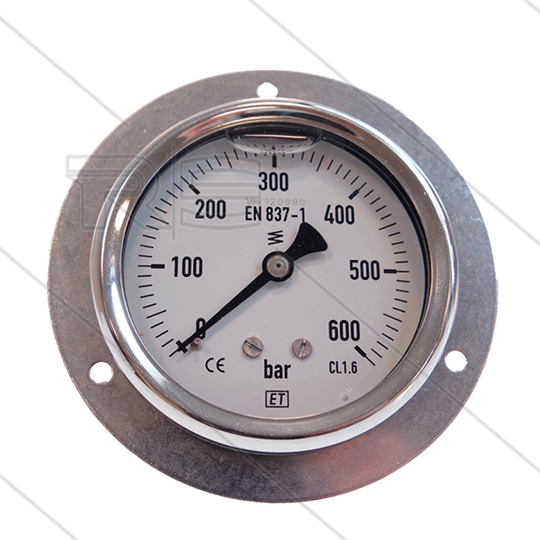Manometer 0-600 Bar - 1/4&quot; AG - Eingang hinten - Ø63mm - Paneleinbau