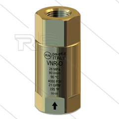 VNR-OHD - Rückschlagventil - Messing - 280 Bar - 80 l/min - max 90°C -  2 x 1/2&quot; IG