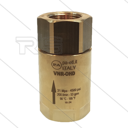VNR-OHD - Rückschlagventil - Messing - 280 Bar - 200 l/min - max 90°C - 2 x 1" IG