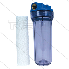 3/4&quot; Filtergehäuse mit Filtereinsätze - Filtertasse transparent - 9&quot; Baumwolle Einsatz