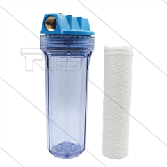 3/4" Filtergehäuse mit Filtereinsätze - Filtertasse transparent - 9" Baumwolle Einsatz