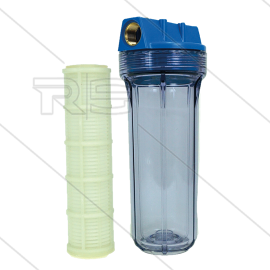 3/4&quot; Filtergehäuse mit Filtereinsätze - Filtertasse transparent - 9&quot; Einsatz Kunststoff waschbar