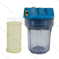 3/4&quot; Filtergehäuse mit Filtereinsätze - Filtertasse transparent - 5&quot; Einsatz Kunststoff waschbar
