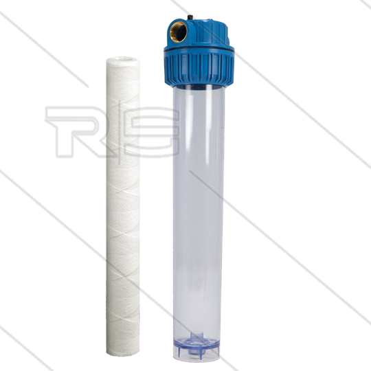 1&quot; Filtergehäuse mit Filtereinsätze - Filtertasse transparent - 20&quot; Baumwolle Einsatz