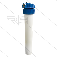 1&quot; Filtergehäuse - 20&quot; ohne Einsatz - Filtertasse weiß - max 8,6 bar - H=594mm - 2x 1&quot; IG - max 40°C