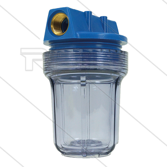 3/4&quot; Filtergehäuse - 5&quot; ohne Einsatz - Filtertasse transparent - max 8,6 bar - H=176mm - 2x 3/4&quot; IG