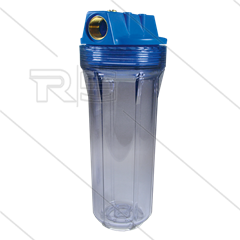 3/4&quot; Filtergehäuse - 9&quot; ohne Einsatz - Filtertasse transparent - max 8,6 bar - H=306mm - 2x 3/4&quot; IG