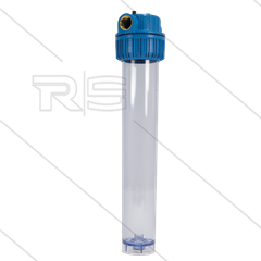 1&quot; Filtergehäuse - 20&quot; ohne Einsatz - Filtertasse transparent - max 8,6 bar - H=594mm - 2x 1&quot; IG
