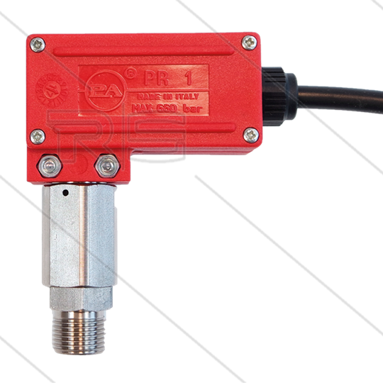 PR1 - Druckschalter - Edelstahl 3/8&quot; AG - Einschaltdruck 45 Bar - max 600 Bar - (schwarze markierung