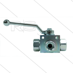 Kugelhahn 1&quot; - 3-Wege - Edelstahl 316 - L-Bohrung - 400 Bar - Ø=10mm - 3 x 1&quot; IG