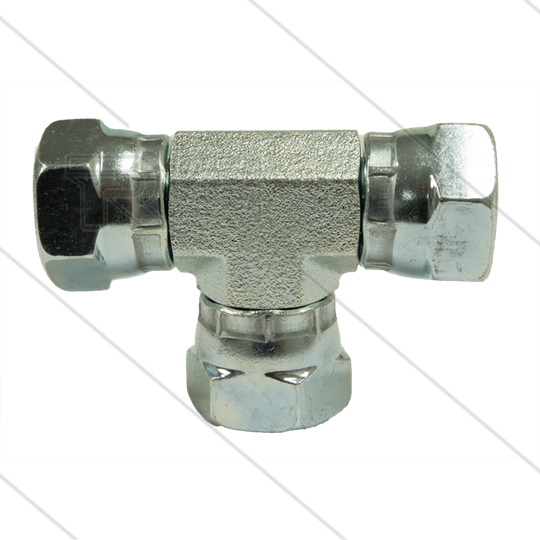 T-Stück Stahl - 3 x 3/8&quot; Überwurfmutter - BSP