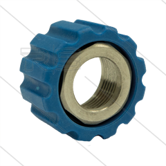 Überwurfmutter Blau - M22x1,5 - Gewinde aus VA - 500 Bar - passend zu Pressnippel Ø16,4mm