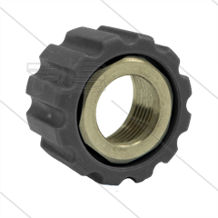 Überwurfmutter Schwarz - M22x1,5 - Gewinde aus VA - 500 Bar - passend zu Pressnippel Ø16,4mm