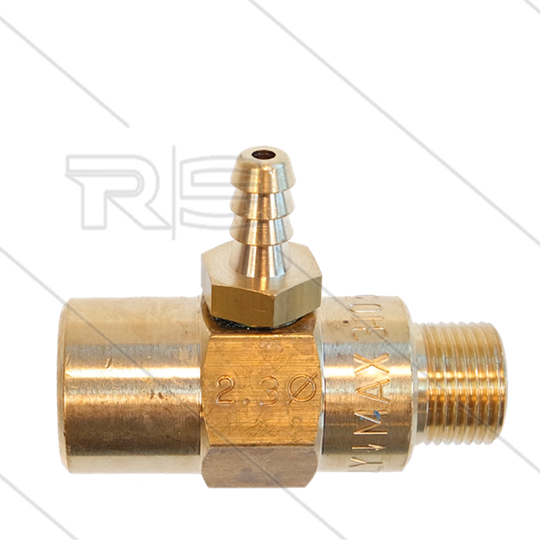 Chemieinjektor - Messing - Ø2.3mm (150) - 280 Bar - 30 l/min - max 90°C - 3/8&quot; IG x 3/8&quot; AG