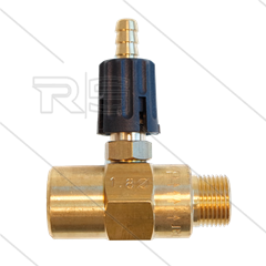 Chemieinjektor - Messing - Einstellbar - Ø1.8mm (090) - 280 Bar - 30 l/min - max 90°C - 3/8&quot; IG