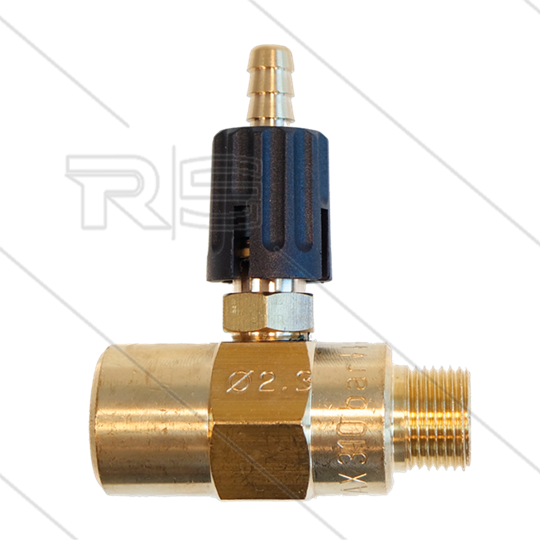 Chemieinjektor - Messing - Einstelbar - Ø2.3mm (150) - 280 Bar - 30 l/min - max 90°C - 3/8&quot; IG