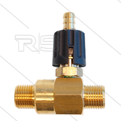Chemieinjektor - Messing - Einstellbar - Ø2.1mm (120) - 280 Bar - 30 l/min - max 90°C - 2 x 3/8&quot; AG