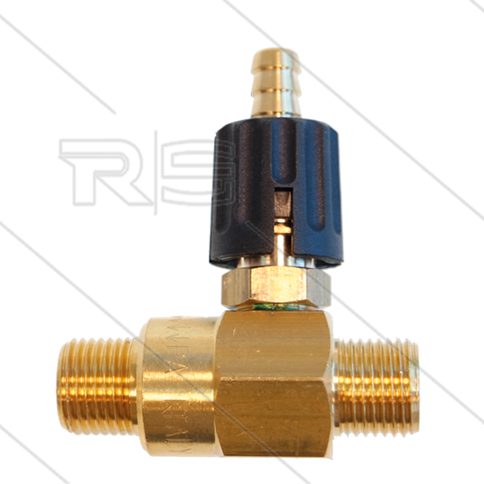 Chemieinjektor - Messing - Einstellbar - Ø2.1mm (120) - 280 Bar - 30 l/min - max 90°C - 2 x 3/8&quot; AG