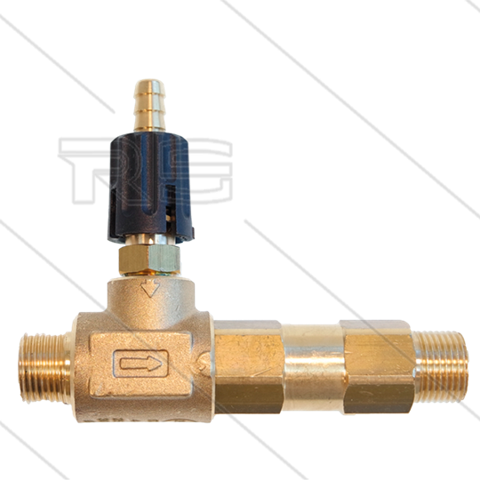 Niederdruckinjektor - Messing - Einstellbar - Ø1,55mm - 1,5 bis 12 Bar - 2 x 3/8&quot; AG