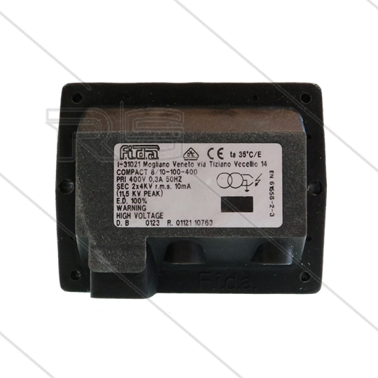 Zündtrafo FIDA Compact 8/10-100-400 - ohne Kabel - Primair: 400V / 0,3A - Secundair: 2 x 4kV / 10mA