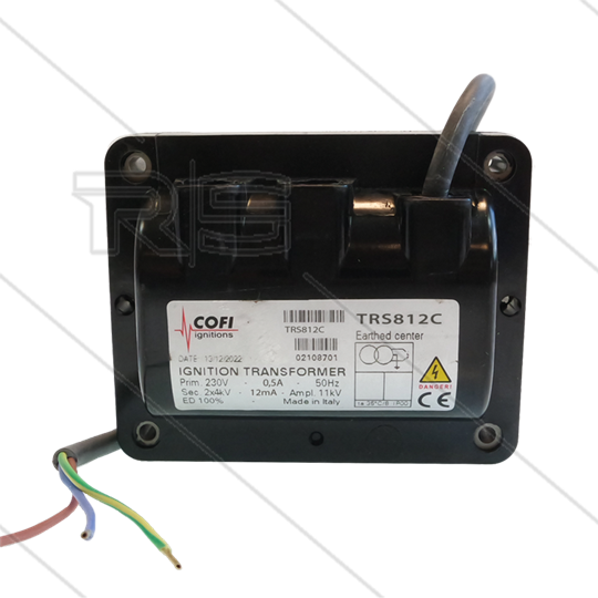 Zündtrafo COFI - TRS812C - Primair: 230V / 0,5A - Secundair: 2 x 4kV / 12mA - ED 100%