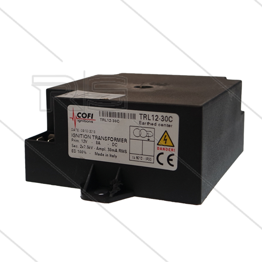 Zündtrafo Portotecnica - COFI TRL12-30C - Primair: 12V DC / 8A - Secundair: 2 x 7,5kV / 30mA