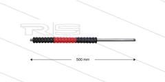 Düsenrohr &quot;Iso77&quot; - L=500mm - gerade - Edelstahl - Handgriff L=300mm drehbar - schwarz/rot/schwarz