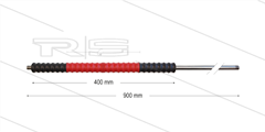 Düsenrohr "Iso77" - L=900mm - gerade - Edelstahl - Handgriff L=400mm drehbar - schwarz/rot/schwarz