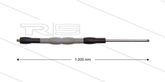 Düsenrohr &quot;Iso88&quot; - L=1000mm - gerade - Edelstahl - Handgriff L=400mm drehbar - schwarz/grau/schwarz