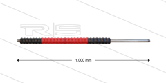 Düsenrohr &quot;Iso77&quot; - L=1000mm -  gerade - Edelstahl - Handgriff L=400mm drehbar - schwarz/rot/schwarz
