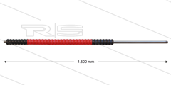 Düsenrohr &quot;Iso77&quot; - L=1500mm - gerade - Edelstahl - Handgriff L=500mm drehbar - schwarz/rot/schwarz