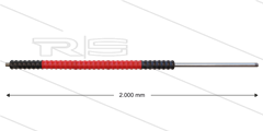 Düsenrohr &quot;Iso77&quot; - L=2000mm - gerade - Edelstahl - Handgriff L=500mm drehbar - schwarz/rot/schwarz