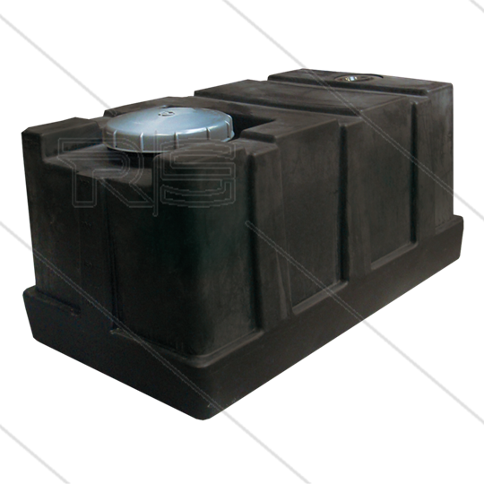 Tank - 275 Liter - Kunststoff - Schwarz - mit flachem Boden - 2 Deckel - LxBxH= 1100 x 600 x 615mm