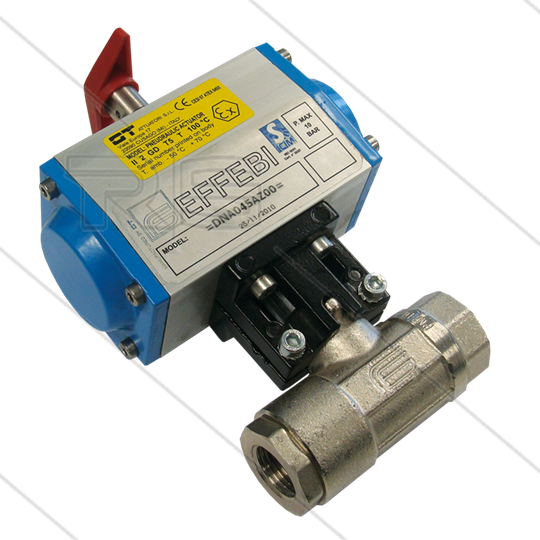 Pneumatischer Kugelhahn 3/8&quot; mit doppelt wirkendem Aktuator - 210 Bar - 2 x 3/8&quot; IG