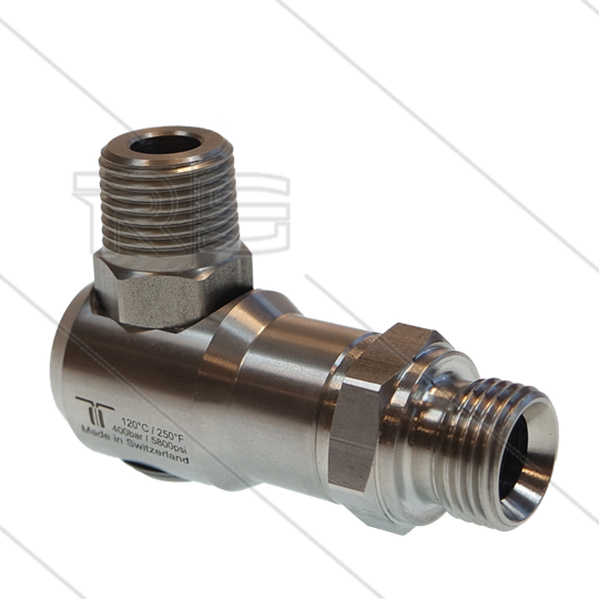 WDEI Drehgelenk - einfach gelagert - 2 x G1/2&quot; AG BSP - 400 Bar - NW11 - 30 U/min - max 120°C