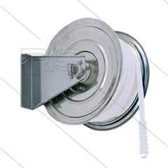 Schlauchaufroller Manuell - VA - 35m - max 200 Bar -  Schlauch: 3/8" - 1/2” - Anschluss: 2 x 1/2" AG - mit Winkeldrehgelenk