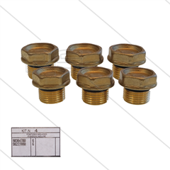 Kit 4 - Satz Ventilstopfen + O-Ringe (6x) - Messing - M24x2x16,5 - Serie 47