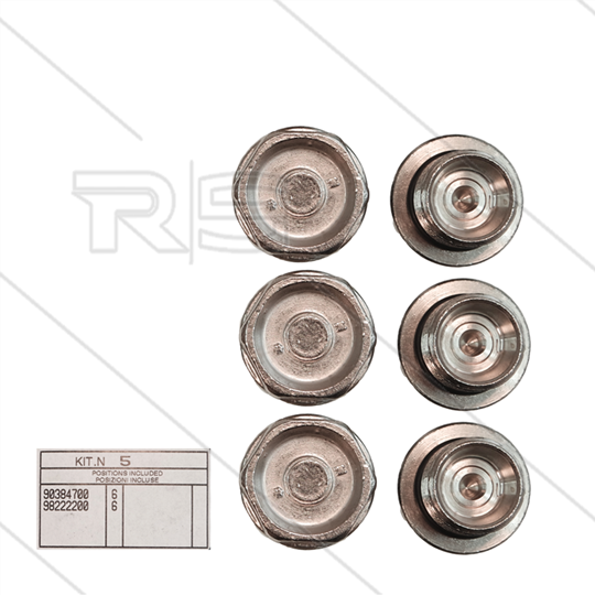 Kit 5 - Satz Ventilstopfen + O-Ringe (6x) - Messing vernickelt - M24x2x16,5 - Serie 47
