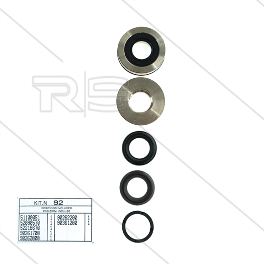 Kit 92 - kompletter Dichtsatz Ø15mm für 1 Plunger - Serie 50