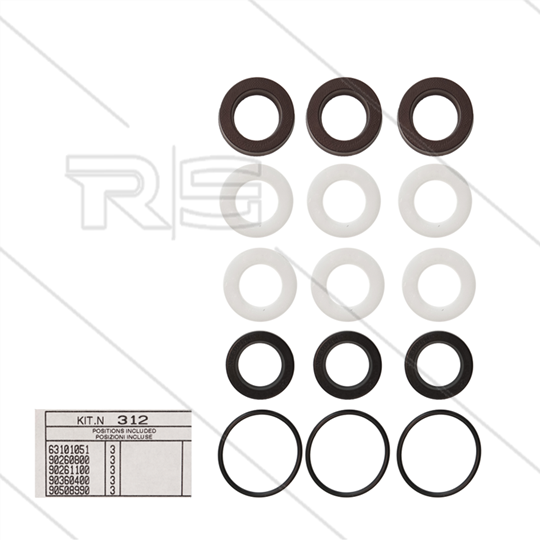 Kit 312 - Manschettensatz Ø15mm für 3 Plungers - Serie 53