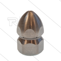 Rohrreinigungsdüse mit Frontbohrung - 0.070 - 3 x 0.80 + 1 x 0.80 - Edelstahl - SW22 - 3/8&quot; IG